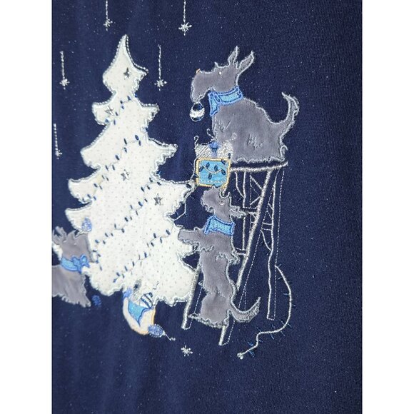 Bobbie Brooks Womans Navy Scottish Terrier Christmas Sweatshirt Plus Size 26/28W - Picture 10 of 12